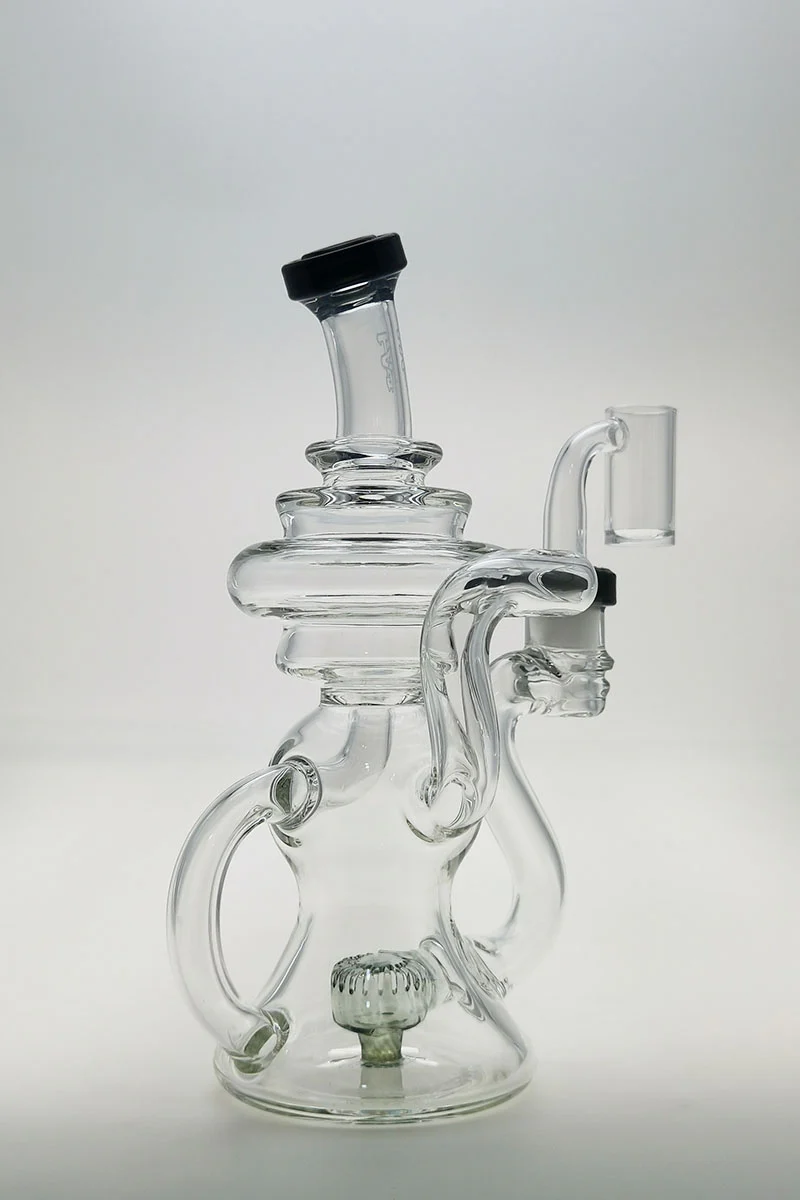 TAG - 8" Recycling Stacked Bellow Ball Bent Neck with Super Slit Puck Diffuser Dab Rig (14MM Female) - Image 71