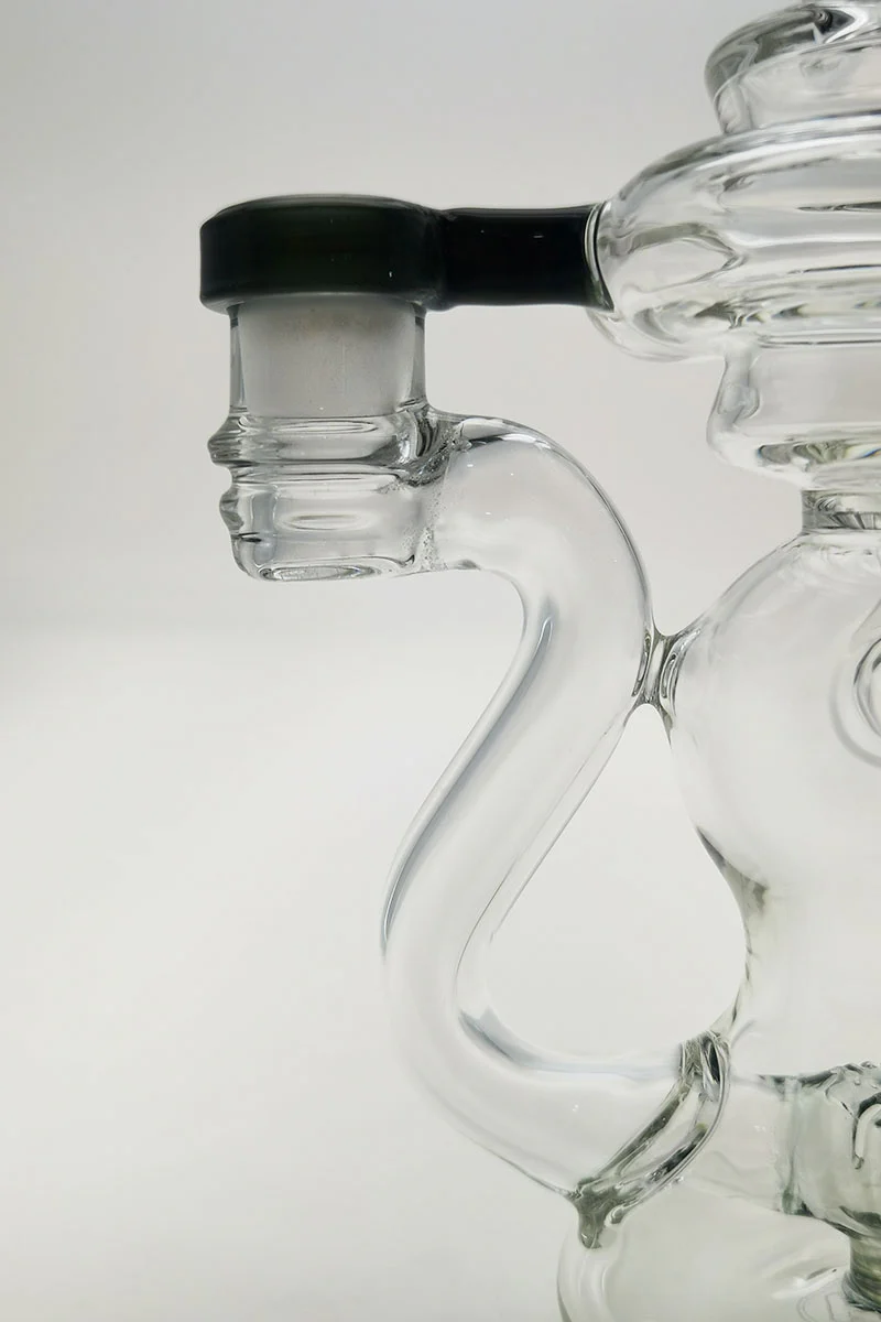 TAG - 8" Recycling Stacked Bellow Ball Bent Neck with Super Slit Puck Diffuser Dab Rig (14MM Female) - Image 82