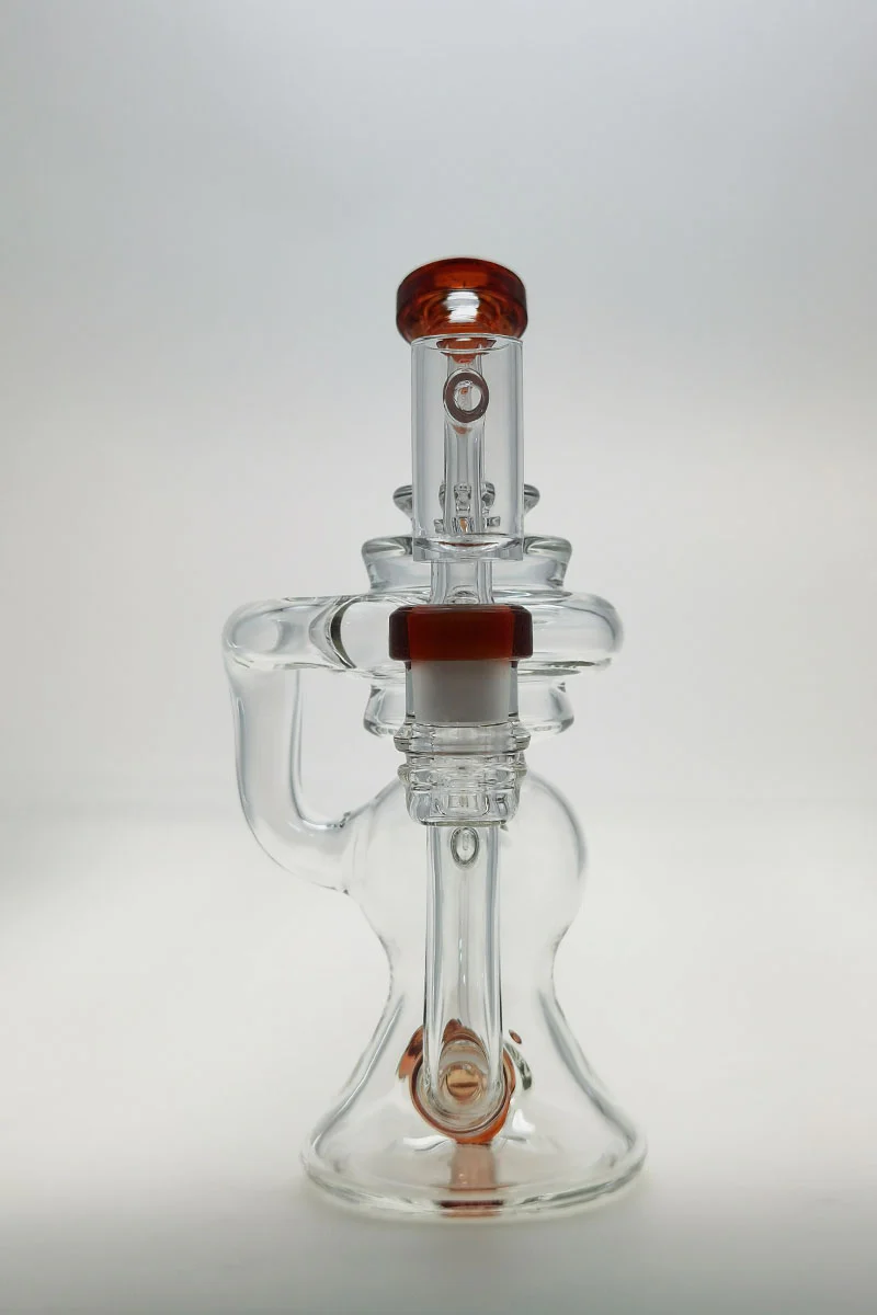 TAG - 8" Recycling Stacked Bellow Ball Bent Neck with Super Slit Puck Diffuser Dab Rig (14MM Female) - Image 86