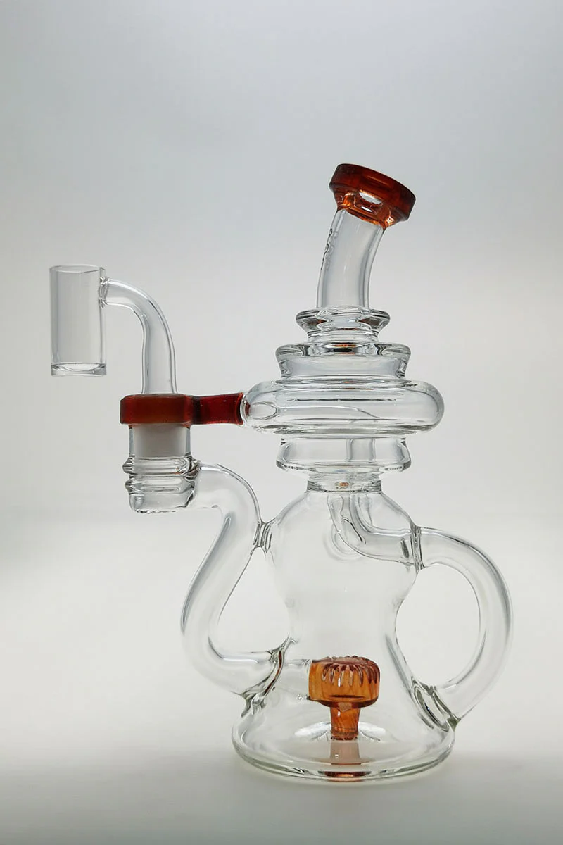 TAG - 8" Recycling Stacked Bellow Ball Bent Neck with Super Slit Puck Diffuser Dab Rig (14MM Female) - Image 87