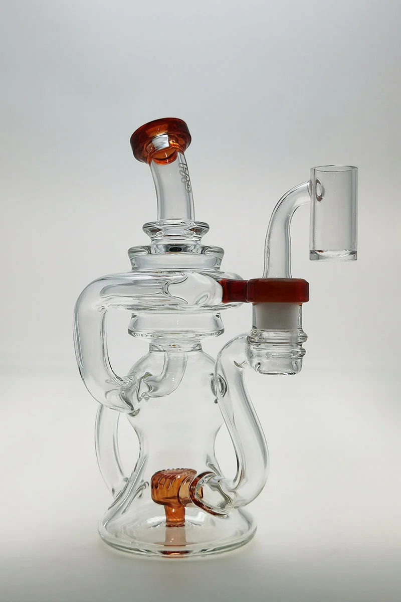 TAG - 8" Recycling Stacked Bellow Ball Bent Neck with Super Slit Puck Diffuser Dab Rig (14MM Female) - Image 89