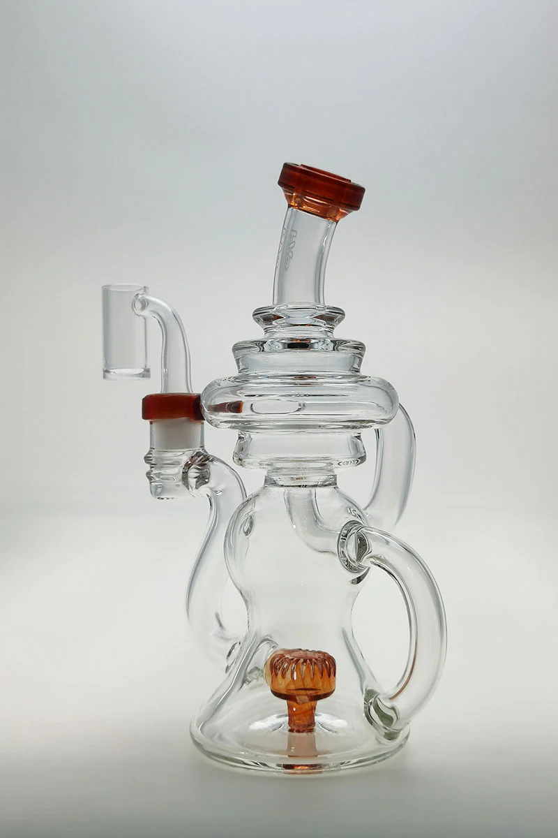 TAG - 8" Recycling Stacked Bellow Ball Bent Neck with Super Slit Puck Diffuser Dab Rig (14MM Female) - Image 91