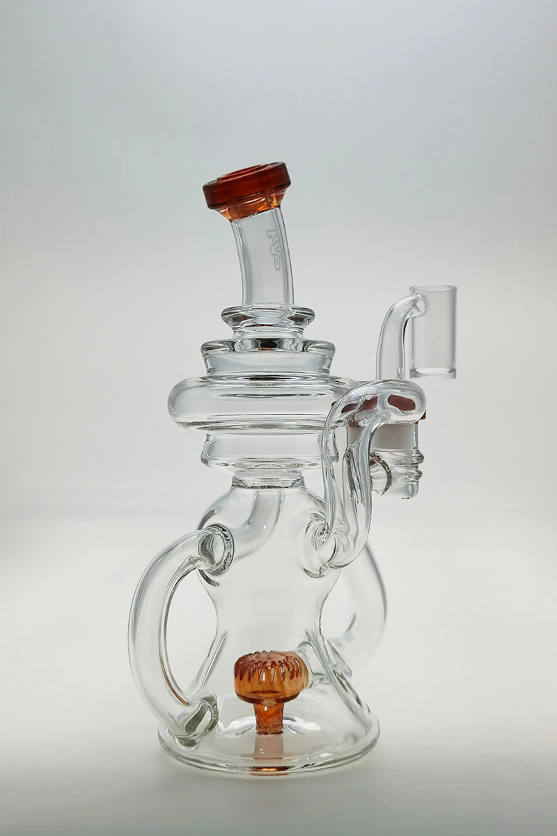 TAG - 8" Recycling Stacked Bellow Ball Bent Neck with Super Slit Puck Diffuser Dab Rig (14MM Female) - Image 92