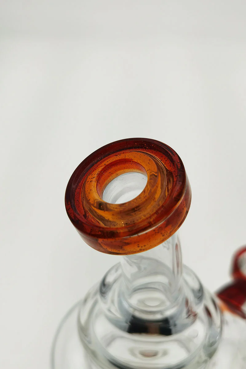TAG - 8" Recycling Stacked Bellow Ball Bent Neck with Super Slit Puck Diffuser Dab Rig (14MM Female) - Image 93