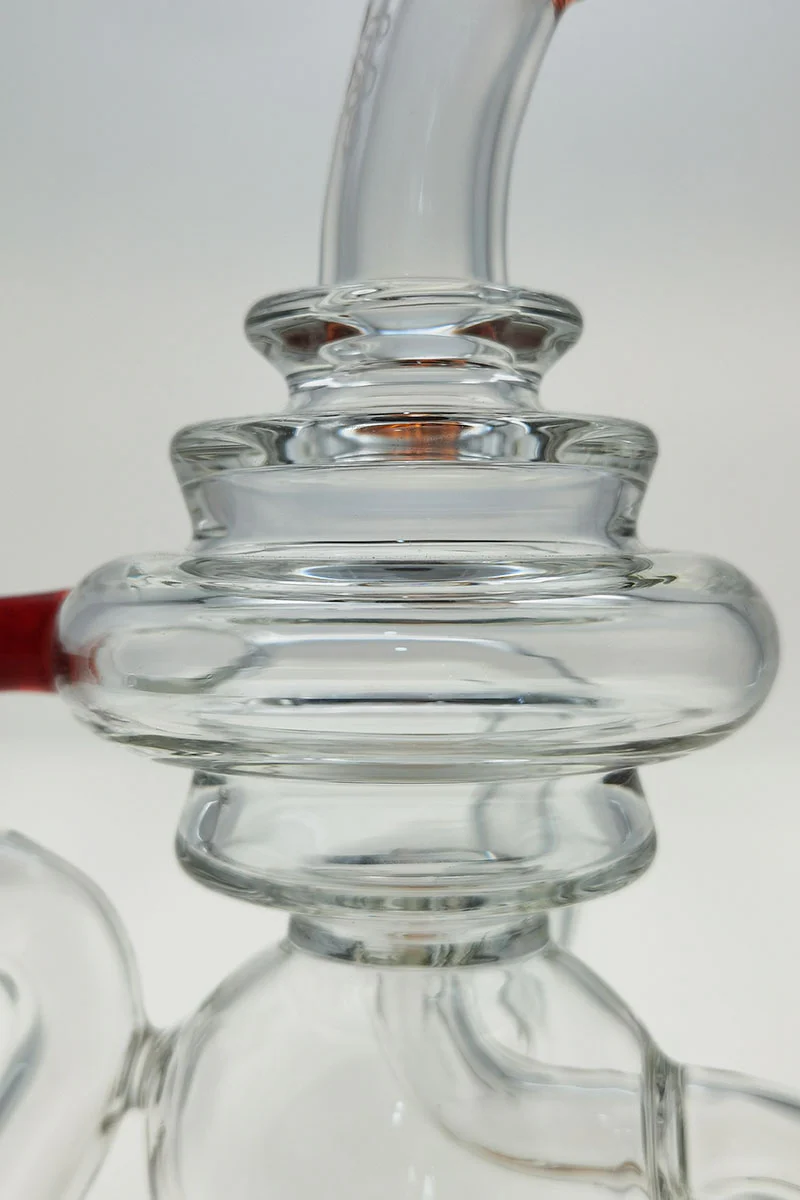 TAG - 8" Recycling Stacked Bellow Ball Bent Neck with Super Slit Puck Diffuser Dab Rig (14MM Female) - Image 95