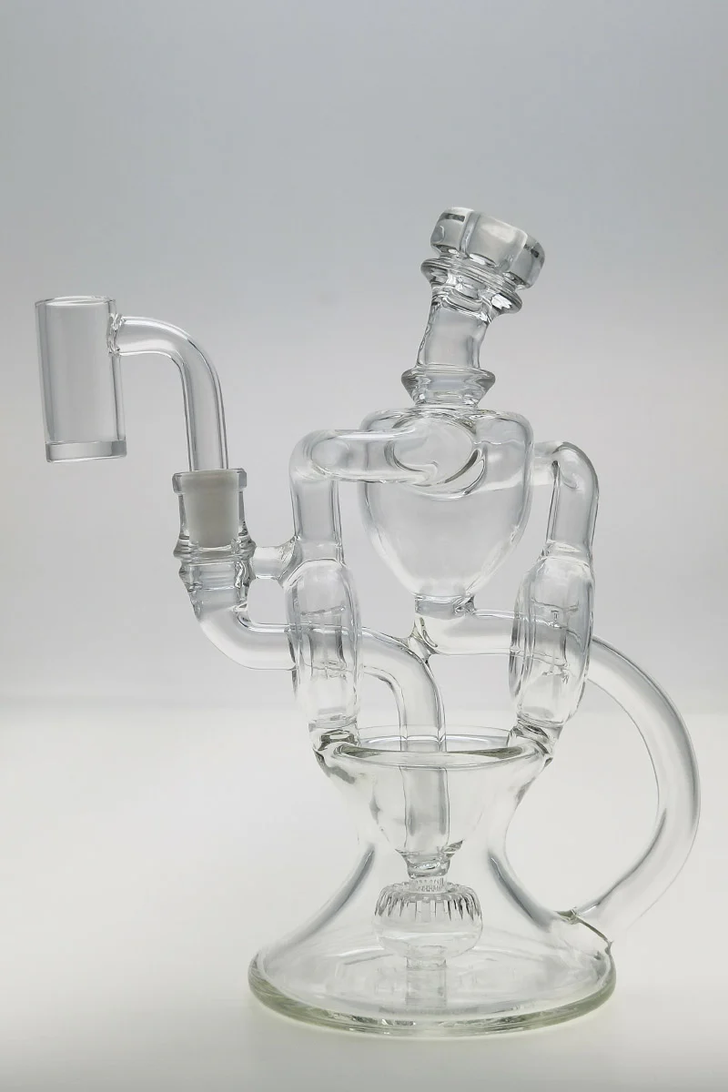 TAG - 8" Twin Arm Super Slit Donut Wormhole Recycler Dab Rig with Bellow Base (10MM Female) - Image 2