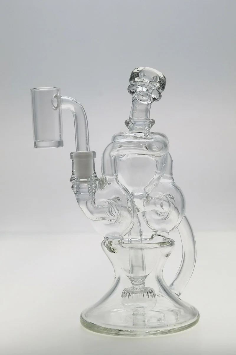 TAG - 8" Twin Arm Super Slit Donut Wormhole Recycler Dab Rig with Bellow Base (10MM Female) - Image 3