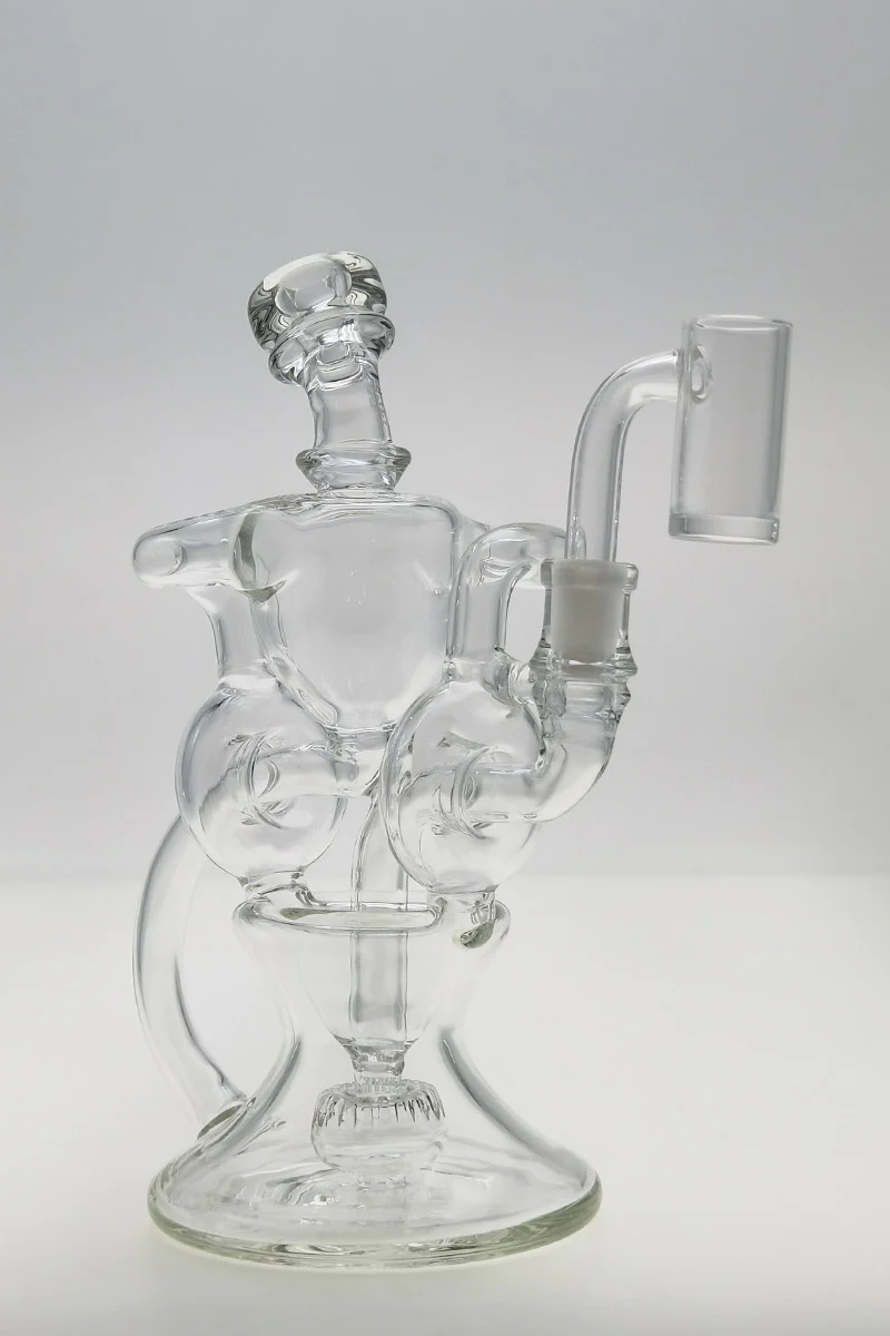 TAG - 8" Twin Arm Super Slit Donut Wormhole Recycler Dab Rig with Bellow Base (10MM Female) - Image 4