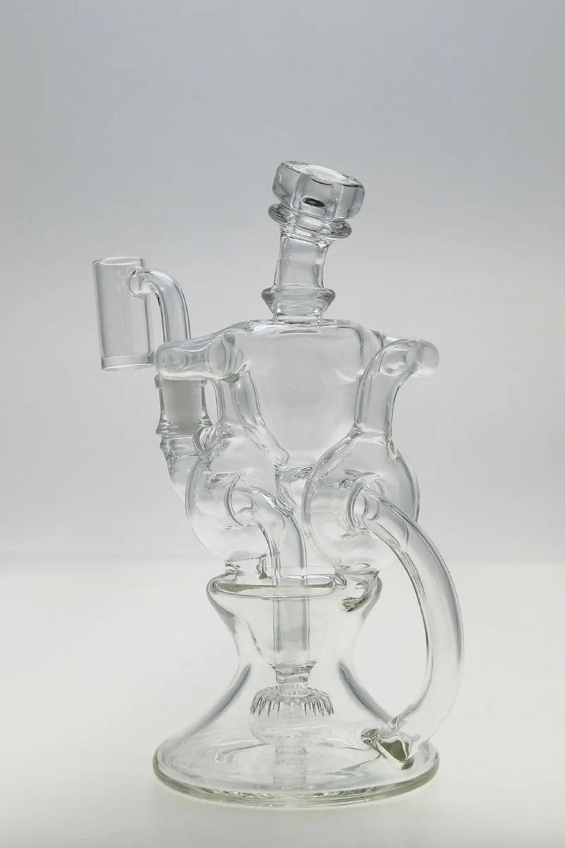 TAG - 8" Twin Arm Super Slit Donut Wormhole Recycler Dab Rig with Bellow Base (10MM Female) - Image 6