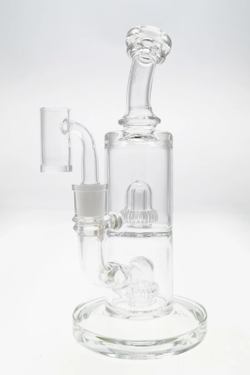 TAG - 9" Bent Neck Double Super Slit UFO Dab Rig Bong 55x5MM (14MM Female)