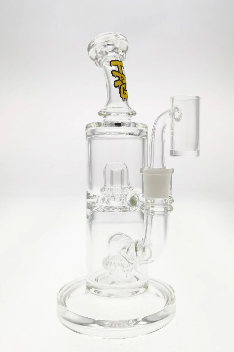 TAG - 9" Bent Neck Double Super Slit UFO Dab Rig Bong 55x5MM (14MM Female) - Image 5