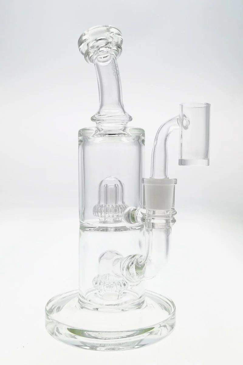 TAG - 9" Bent Neck Double Super Slit UFO Dab Rig Bong 55x5MM (14MM Female) - Image 9