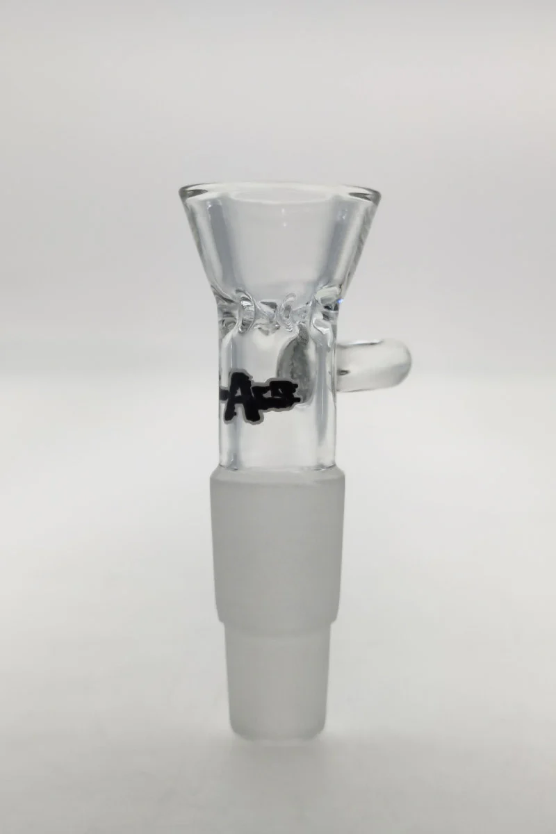 TAG - Multi Fitting Bong Slide Bowl Piece - 14MM + 18MM Male with Pinched Screen and Handle - Image 2
