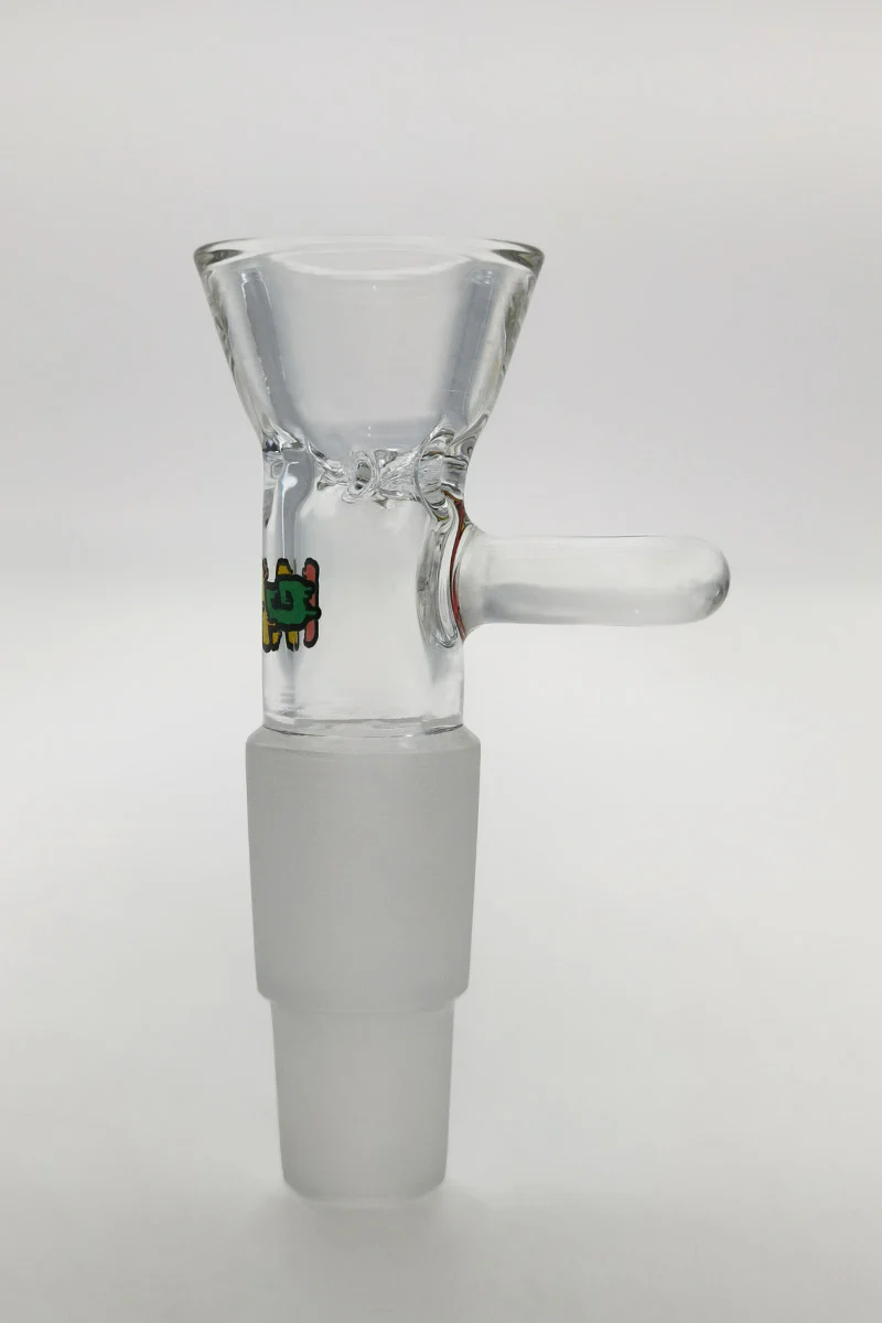 TAG - Multi Fitting Bong Slide Bowl Piece - 14MM + 18MM Male with Pinched Screen and Handle - Image 3