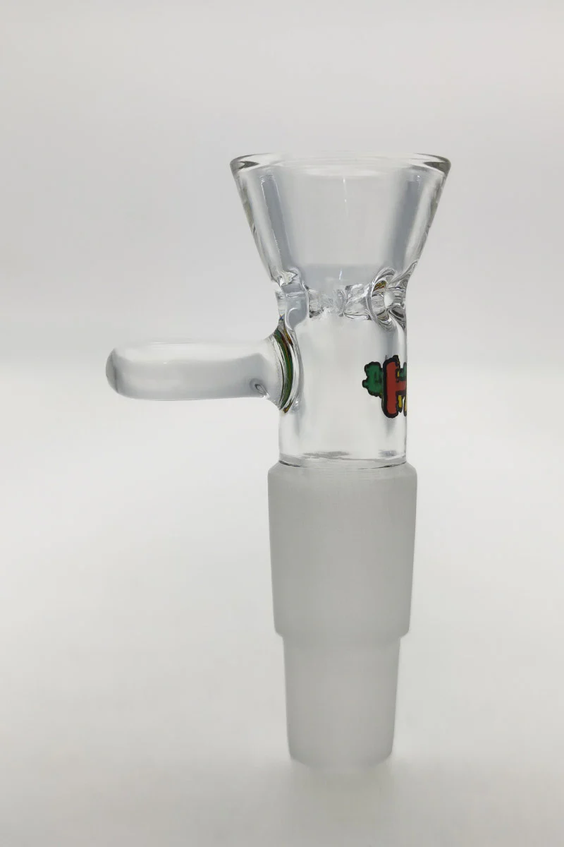 TAG - Multi Fitting Bong Slide Bowl Piece - 14MM + 18MM Male with Pinched Screen and Handle - Image 5