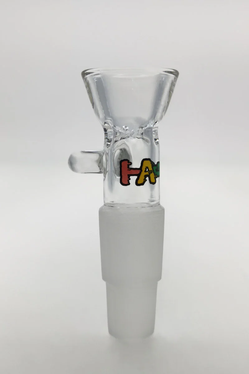 TAG - Multi Fitting Bong Slide Bowl Piece - 14MM + 18MM Male with Pinched Screen and Handle - Image 7