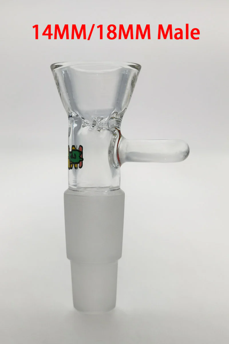 TAG - Multi Fitting Bong Slide Bowl Piece - 14MM + 18MM Male with Pinched Screen and Handle - Image 9