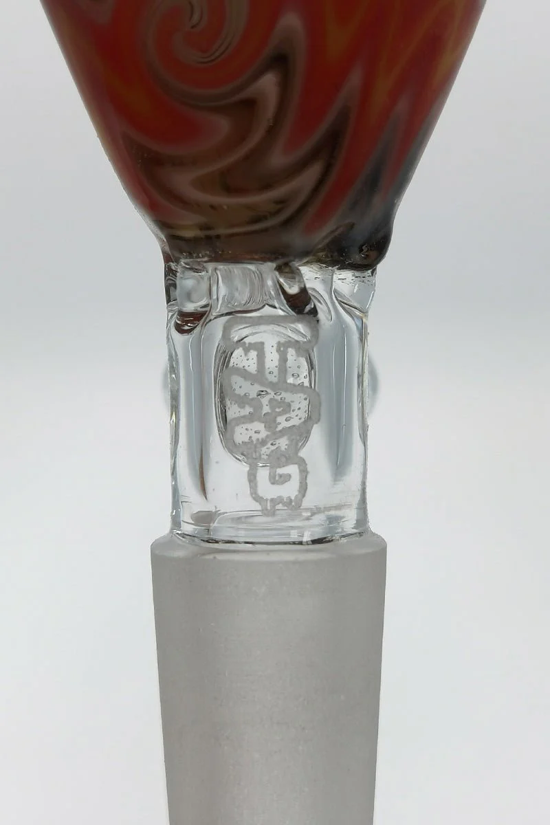 TAG - Worked Reversal Bong Slide Bowl Piece w/ Pinched Screen and Handle - Image 7